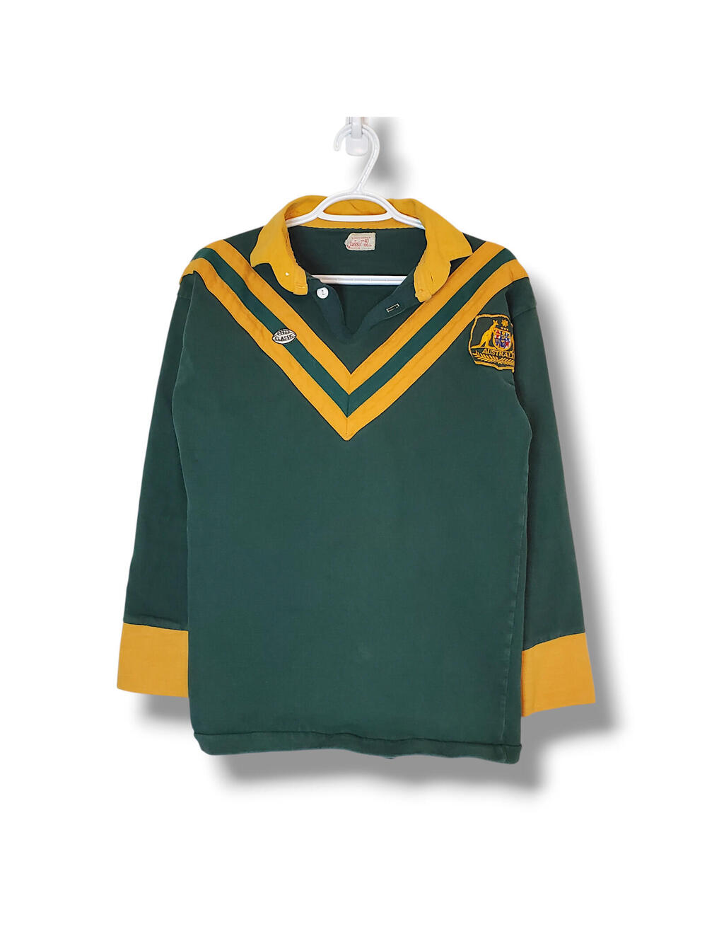 Vintage 80s Australia Kangaroos Rugby Shirt Green Size M